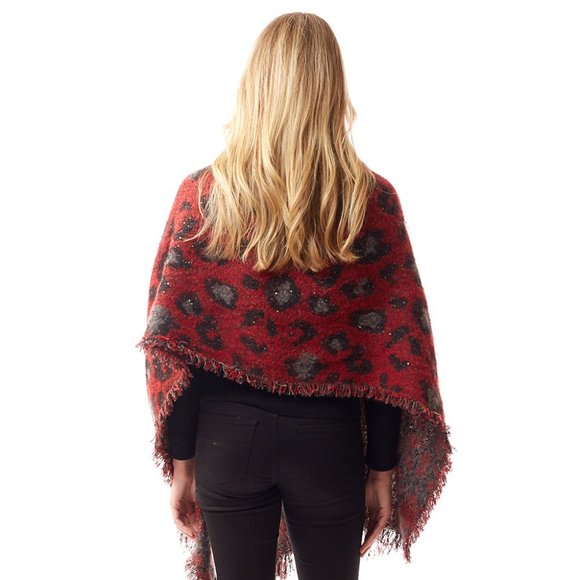 Leopard Patterned Spangled Shawl - Picture 2 of 2